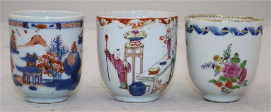 Eleven Chinese export polychrome coffee cups, 18th/19th century, largest 7cm